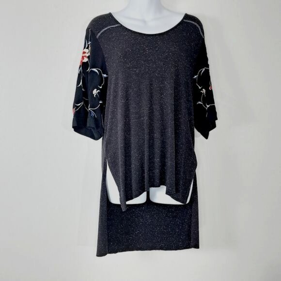 Free People Black Kimono Embroidered Sleeve‎ Tunic Size S - Picture 2 of 10